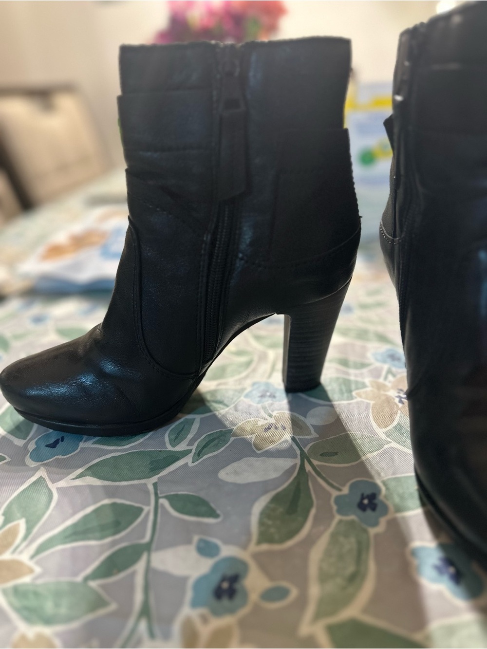 Black Women's Ankle Boots - Sleek Leather Heeled Booties